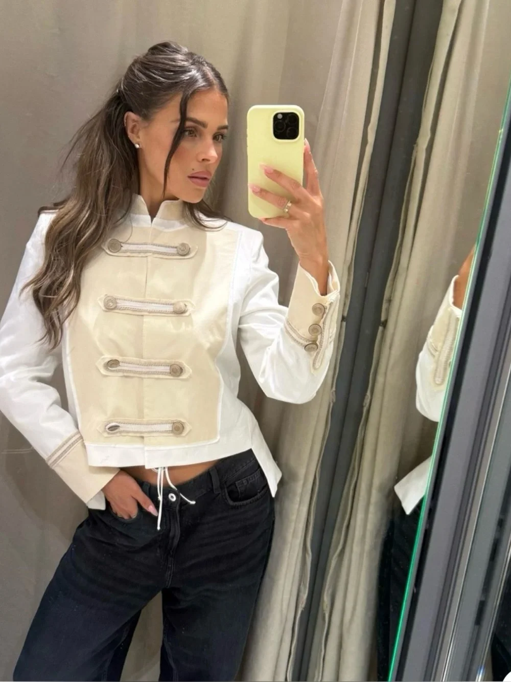 ZARA ZW Collection jacket featuring embossed gold button - Picture 2 of 15